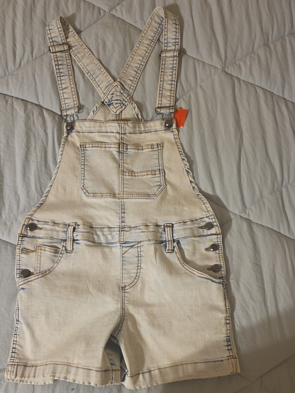 Light 80s Acid Wash  Denim Women’s Short Overalls